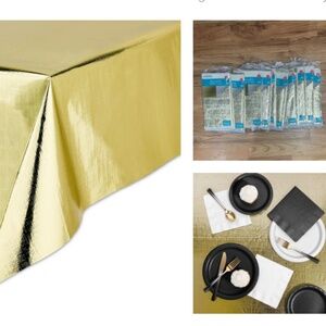 10 NEW Celebrate IT Gold / Silver Foil  Reversible Tablecloth  cover 54 x 84